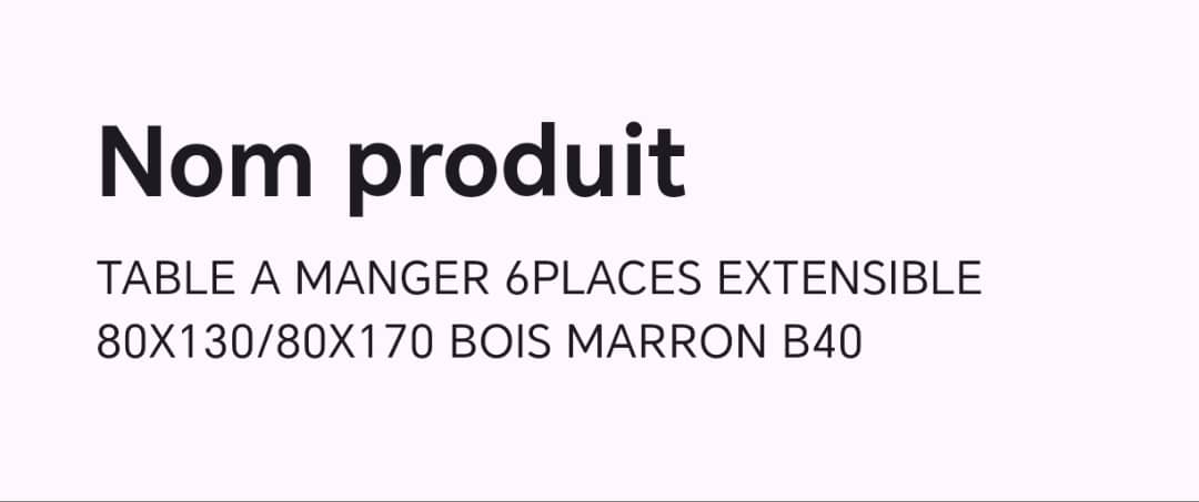 TABLE A MANGER 6PLACES EXTENSIBLE 80X130/80X170 BOIS MARRON B40 TABLE A MANGER 6PLACES EXTENSIBLE 80X130/80X170 BOIS MARRON B40