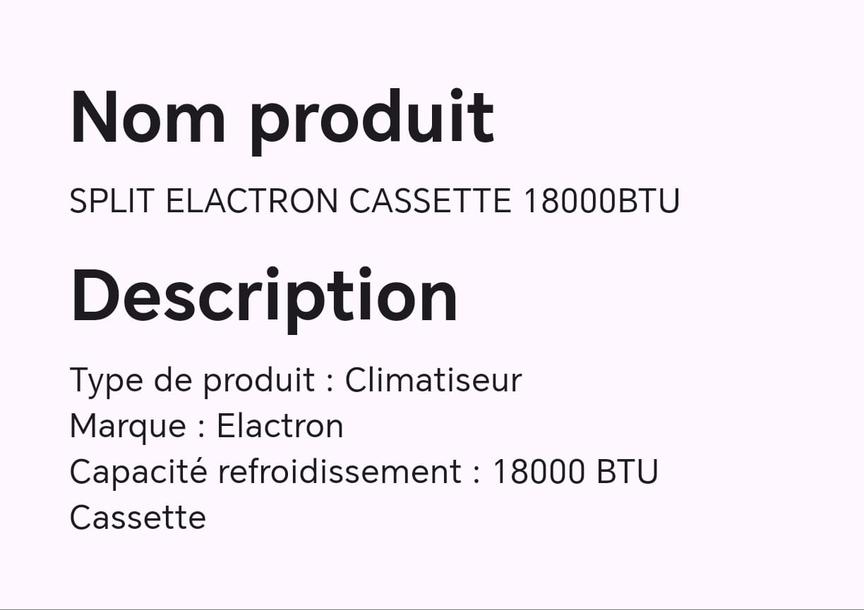 SPLIT ELACTRON CASSETTE 18000BTU SPLIT ELACTRON CASSETTE 18000BTU