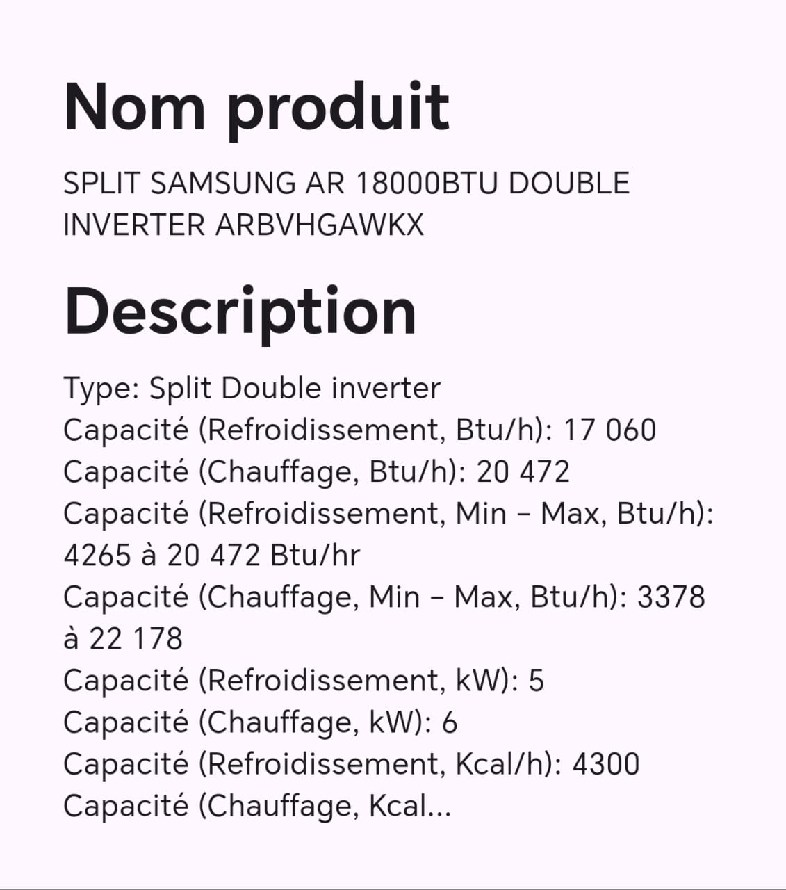 SPLIT SAMSUNG AR 18000BTU DOUBLE INVERTER ARBVHGAWKX SPLIT SAMSUNG AR 18000BTU DOUBLE INVERTER ARBVHGAWKX