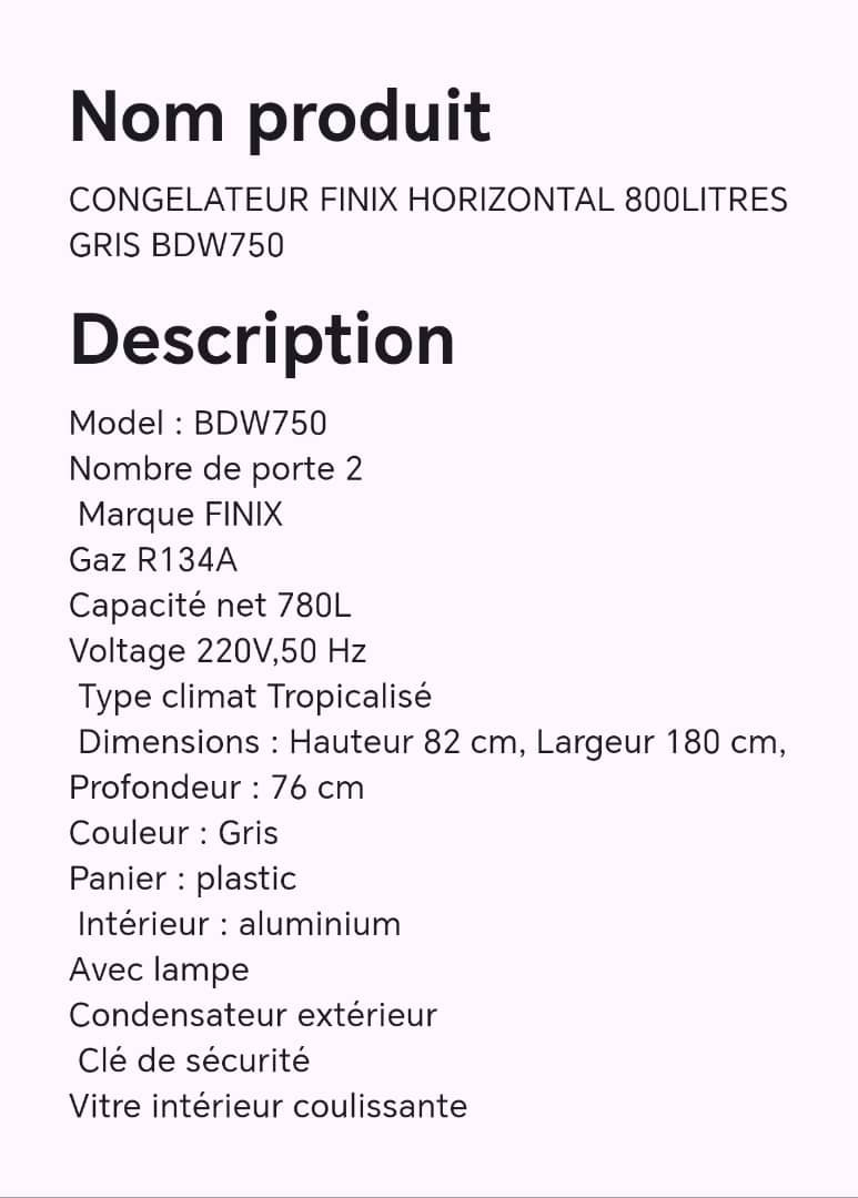 CONGELATEUR FINIX HORIZONTAL 800LITRES GRIS BDW750 CONGELATEUR FINIX HORIZONTAL 800LITRES GRIS BDW750