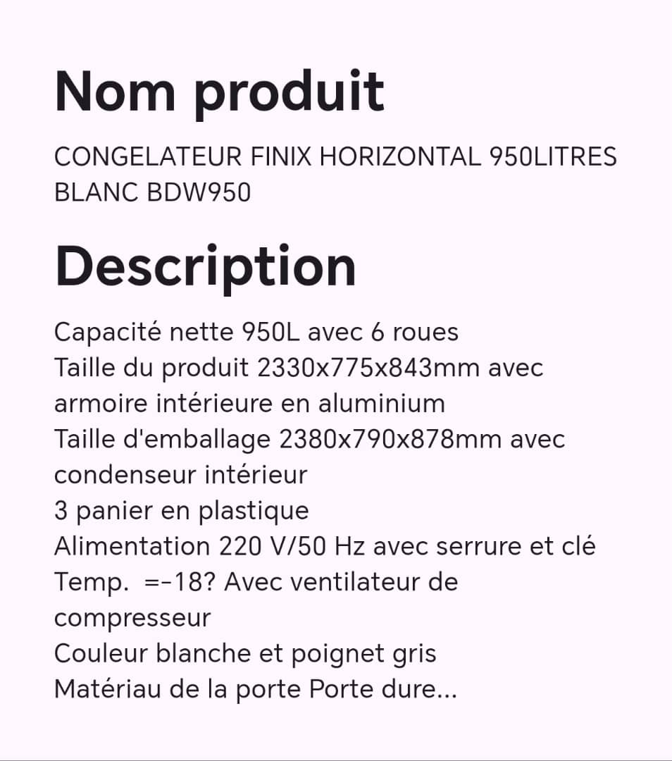 CONGELATEUR FINIX HORIZONTAL 950LITRES BLANC BDW950 CONGELATEUR FINIX HORIZONTAL 950LITRES BLANC BDW950