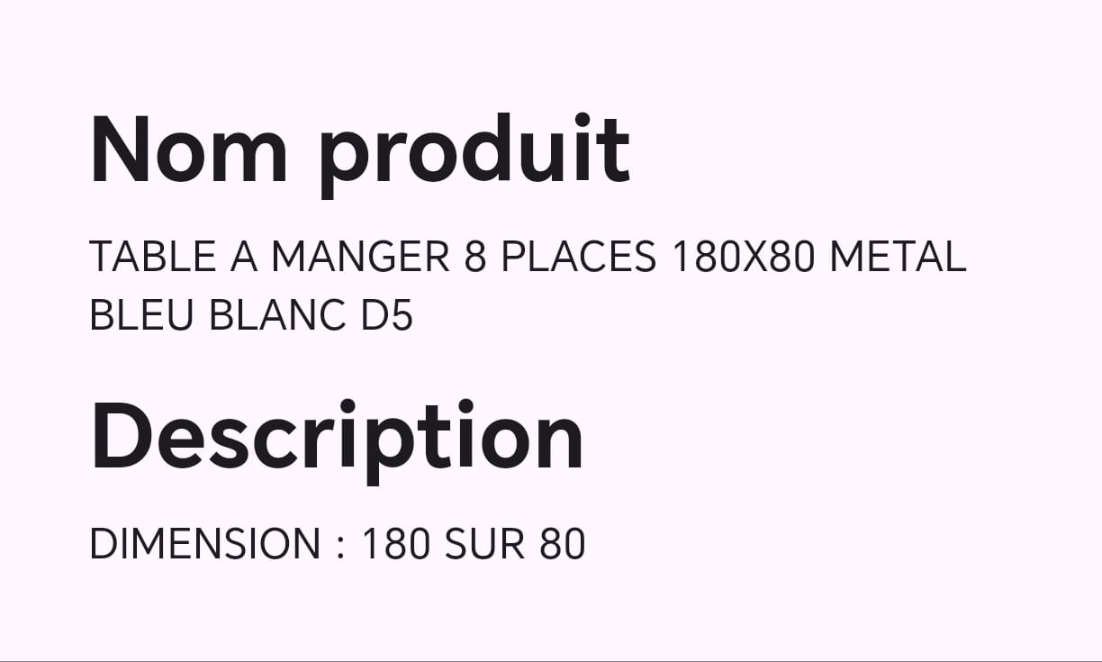 TABLE A MANGER 8 PLACES 180X80 METAL BLEU BLANC D5 TABLE A MANGER 8 PLACES 180X80 METAL BLEU BLANC D5