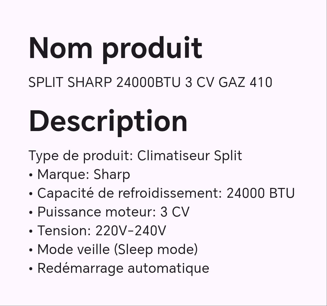SPLIT SHARP 24000BTU 3 CV GAZ 410 SPLIT SHARP 24000BTU 3 CV GAZ 410