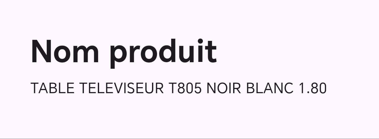 TABLE TELEVISEUR T805 NOIR BLANC 1.80 TABLE TELEVISEUR T805 NOIR BLANC 1.80