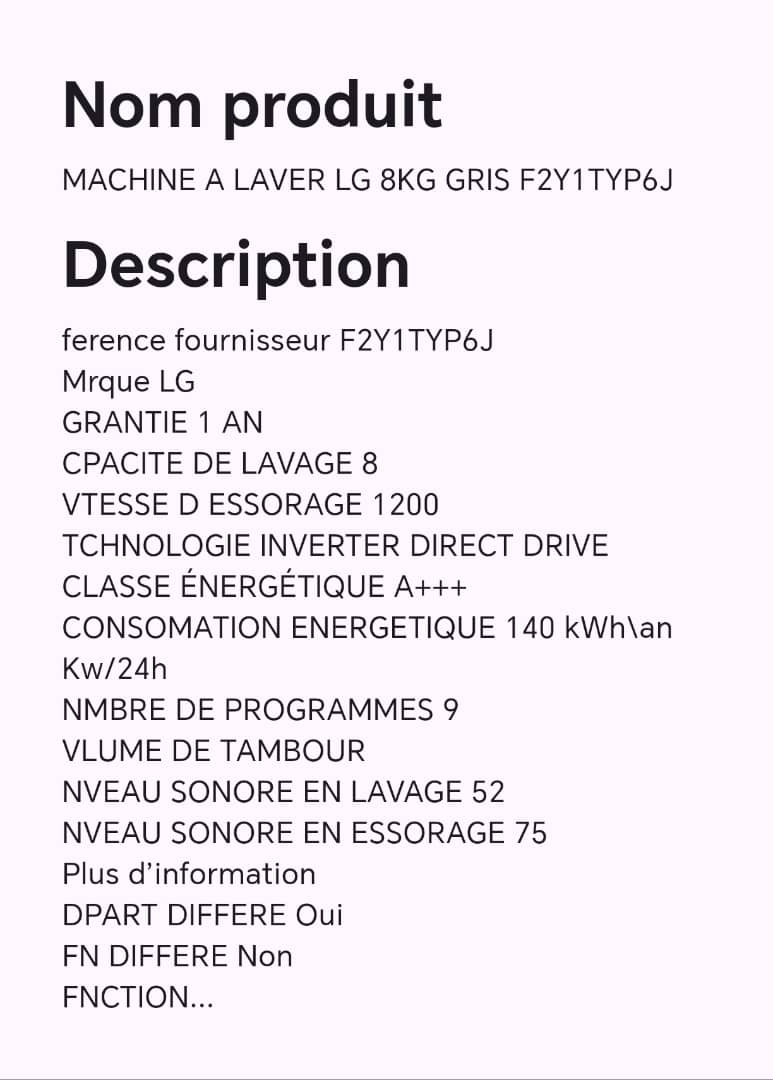 MACHINE A LAVER LG 8KG GRIS F2Y1TYP6J MACHINE A LAVER LG 8KG GRIS F2Y1TYP6J