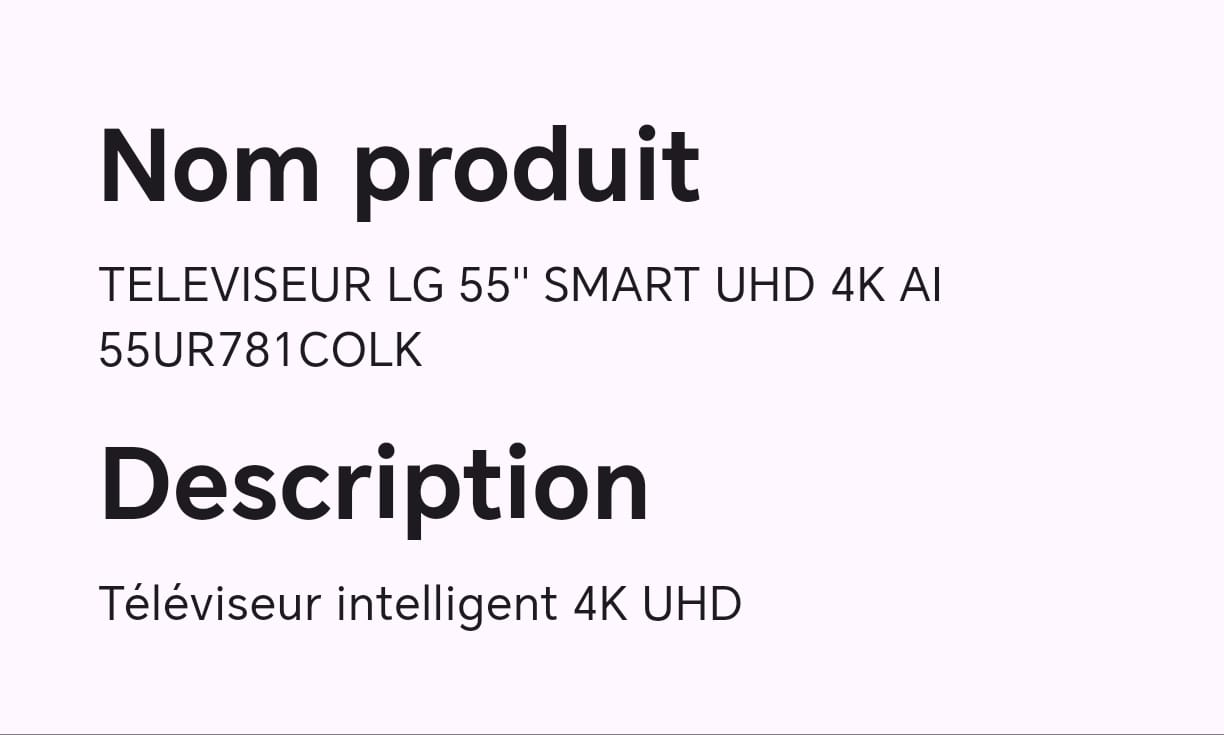 TELEVISEUR LG 55" SMART UHD 4K AI 55UR781COLK TELEVISEUR LG 55" SMART UHD 4K AI 55UR781COLK