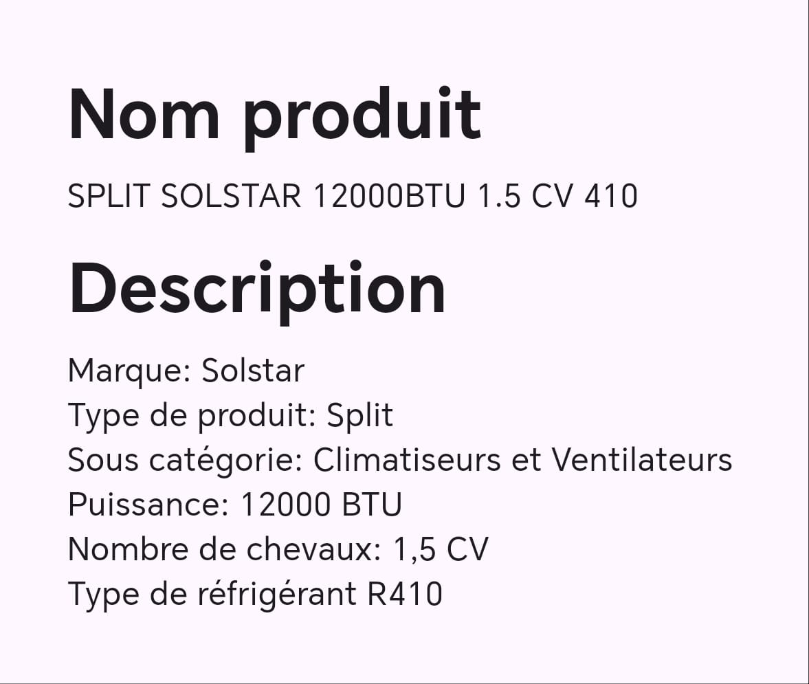 SPLIT SOLSTAR 12000BTU 1.5 CV 410 SPLIT SOLSTAR 12000BTU 1.5 CV 410