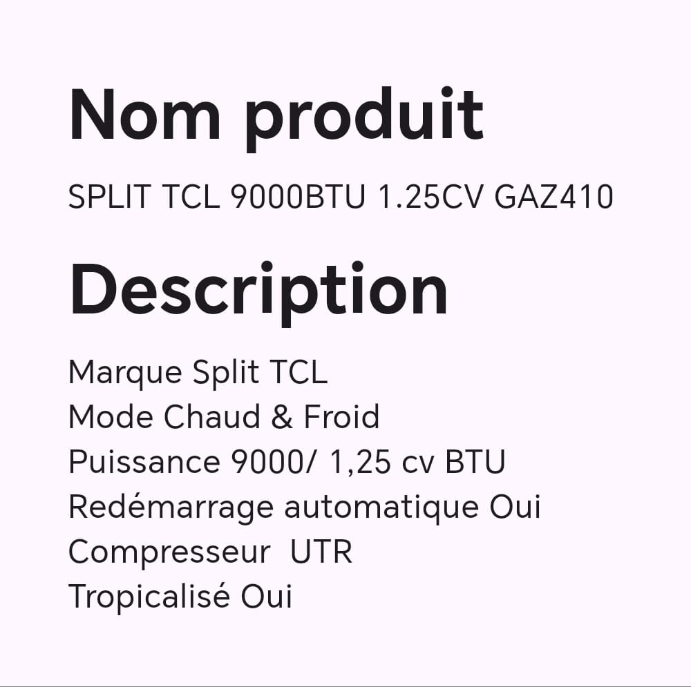 SPLIT TCL 9000BTU 1.25CV GAZ 410 SPLIT TCL 9000BTU 1.25CV GAZ 410
