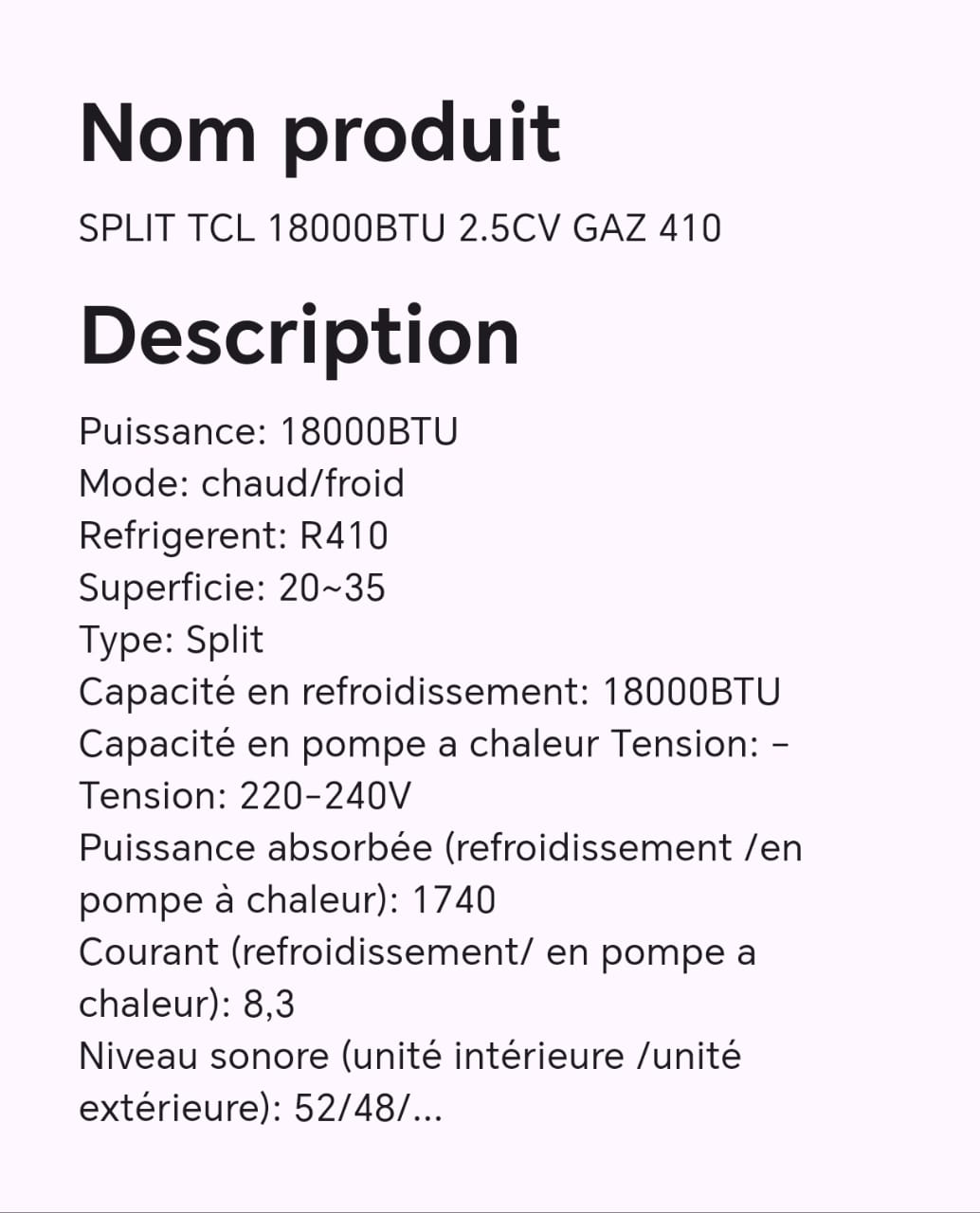 SPLIT TCL 18000BTU 2.5CV GAZ 410 SPLIT TCL 18000BTU 2.5CV GAZ 410