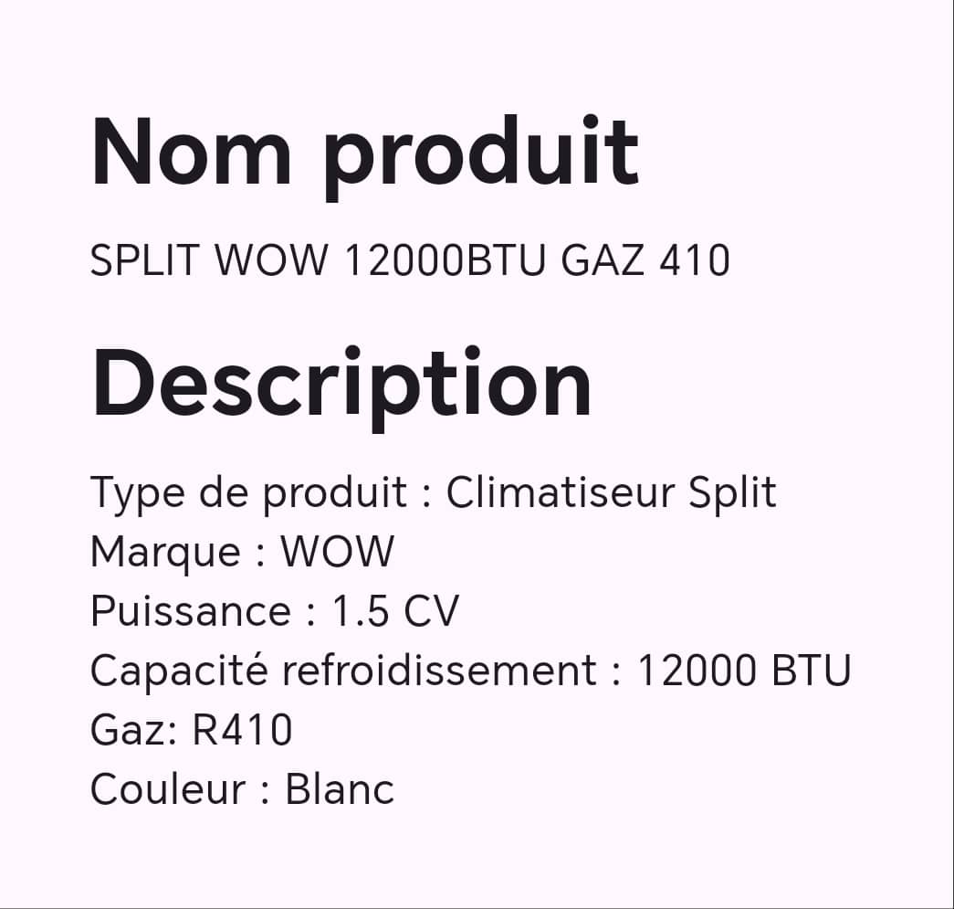 SPLIT WOW 12000BTU GAZ 410 SPLIT WOW 12000BTU GAZ 410