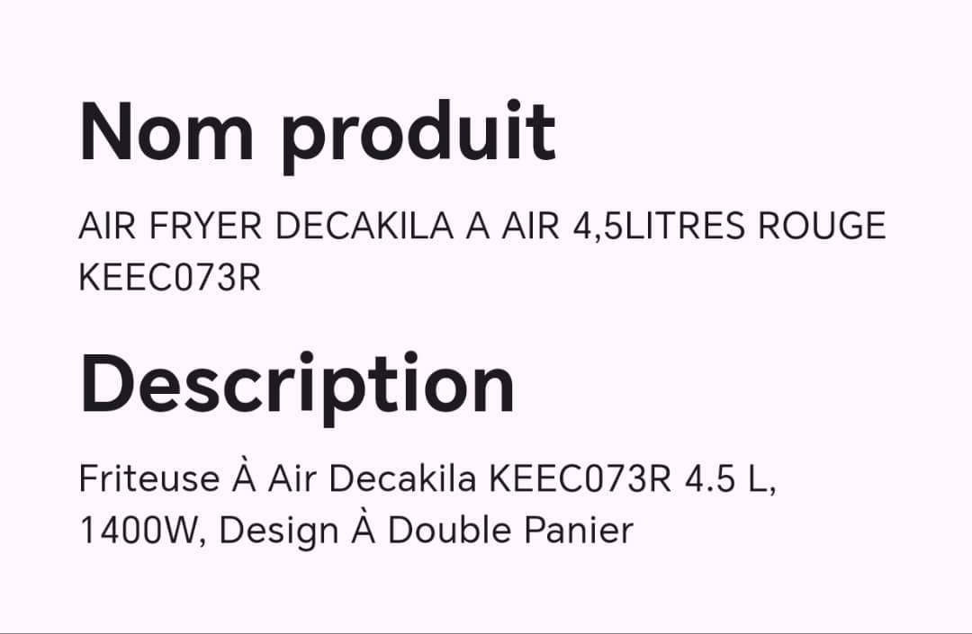 AIR FRYER DECAKILA A AIR 4,5 LITRES ROUGE KEEC073R AIR FRYER DECAKILA A AIR 4,5 LITRES ROUGE KEEC073R