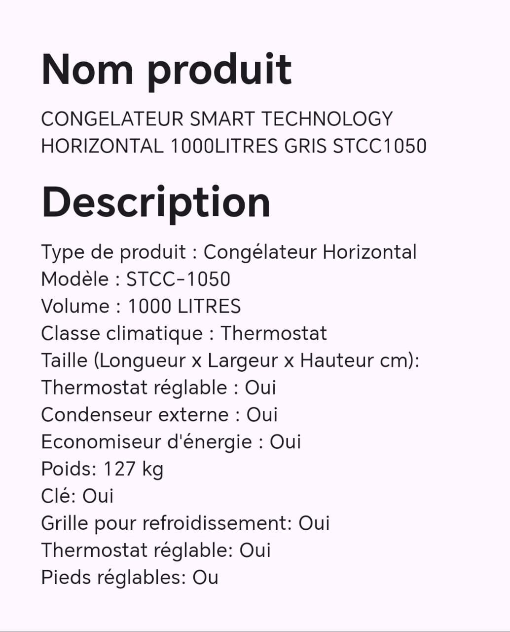 CONGELATEUR SMART TECHNOLOGY HORIZONTAL 1000LITRES GRIS STCC1050 CONGELATEUR SMART TECHNOLOGY HORIZONTAL 1000LITRES GRIS STCC1050