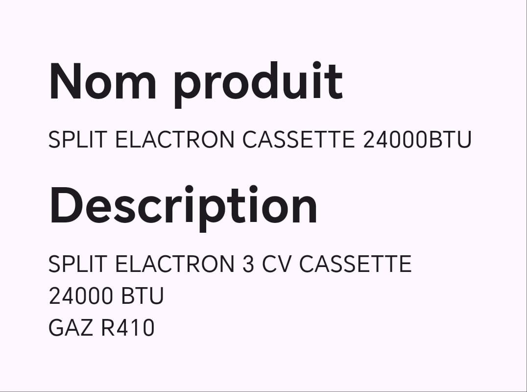 Split ELACTRON cassette 24000BTU Split ELACTRON cassette 24000BTU