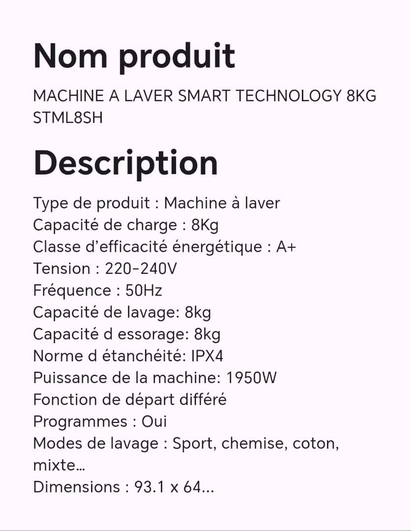 MACHINE A LAVER SMART TECHNOLOGY 8KG STML8SH MACHINE A LAVER SMART TECHNOLOGY 8KG STML8SH