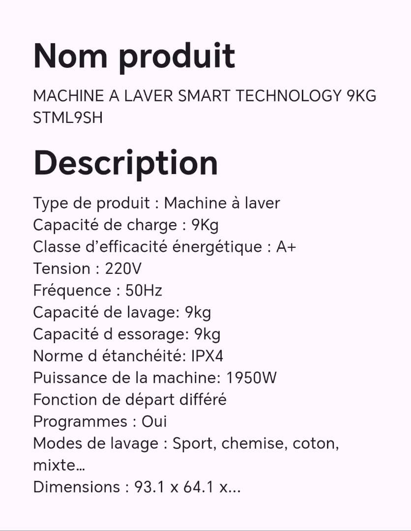MACHINE A LAVER SMART TECHNOLOGY 9KG STML9SH MACHINE A LAVER SMART TECHNOLOGY 9KG STML9SH