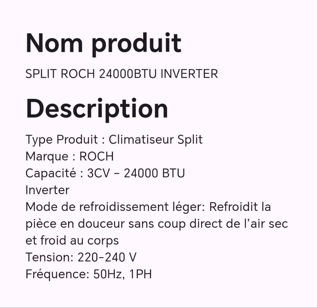 SPLIT ROCH 24000BTU INVERTER SPLIT ROCH 24000BTU INVERTER