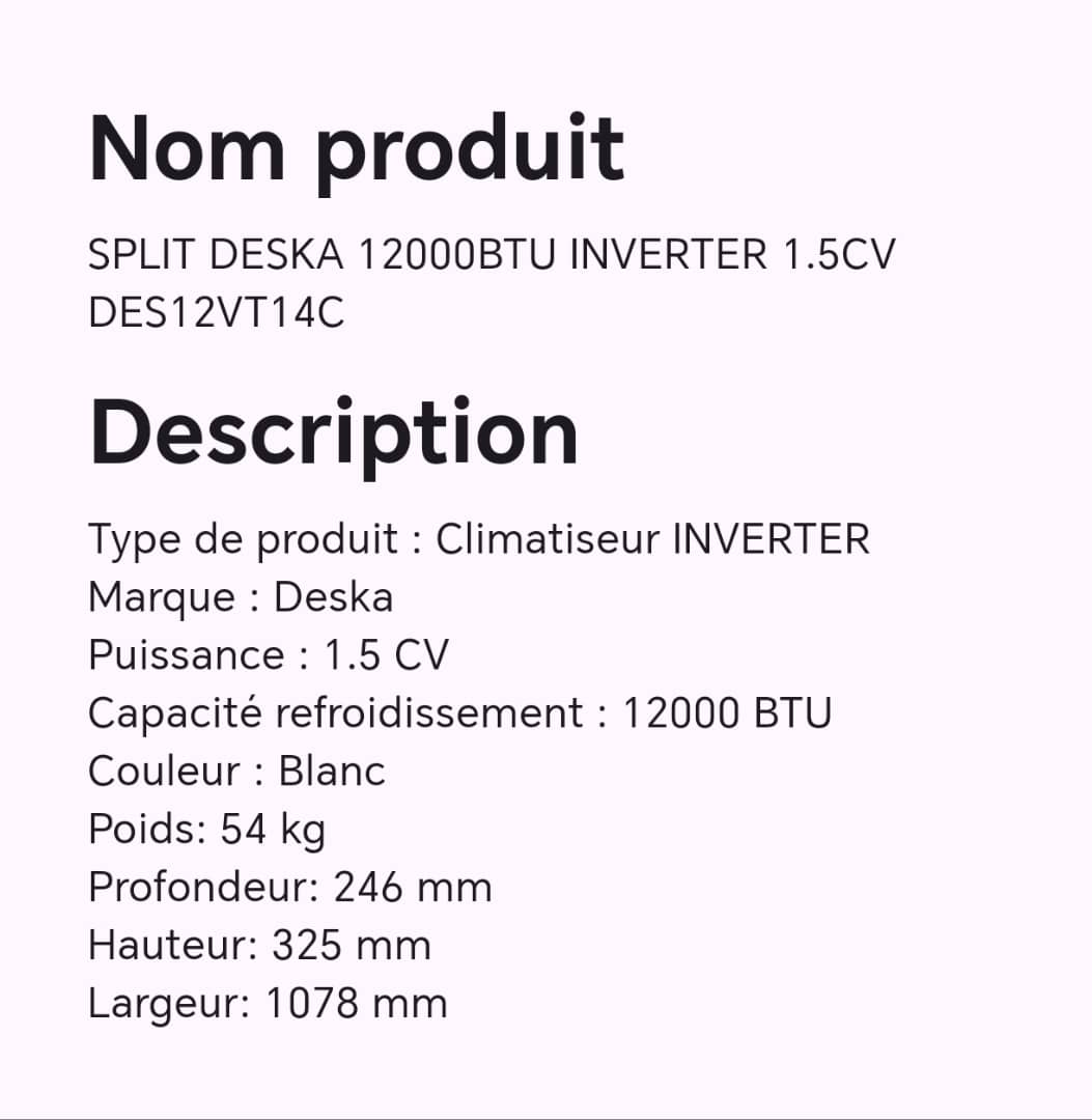 Split DESKA 12000BTU INVERTER 1.5CV DES12VT14C Split DESKA 12000BTU INVERTER 1.5CV DES12VT14C