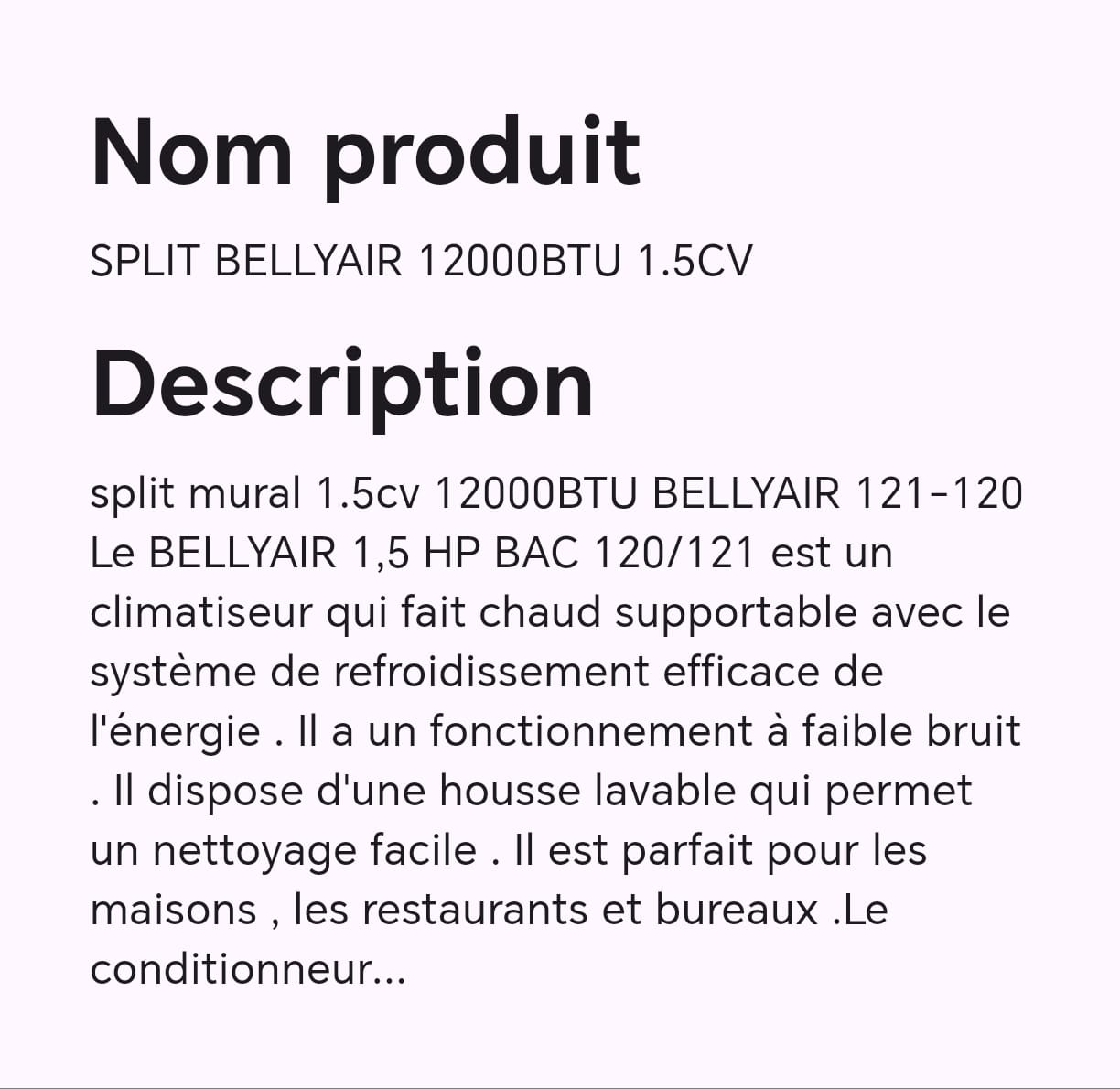 SPLIT BELLYAIR 12000BTU 1.5CV SPLIT BELLYAIR 12000BTU 1.5CV