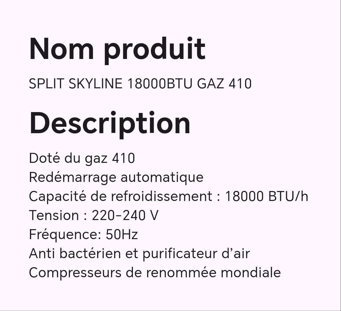 SPLIT SKYLINE 18000BTU GAZ 410 SPLIT SKYLINE 18000BTU GAZ 410