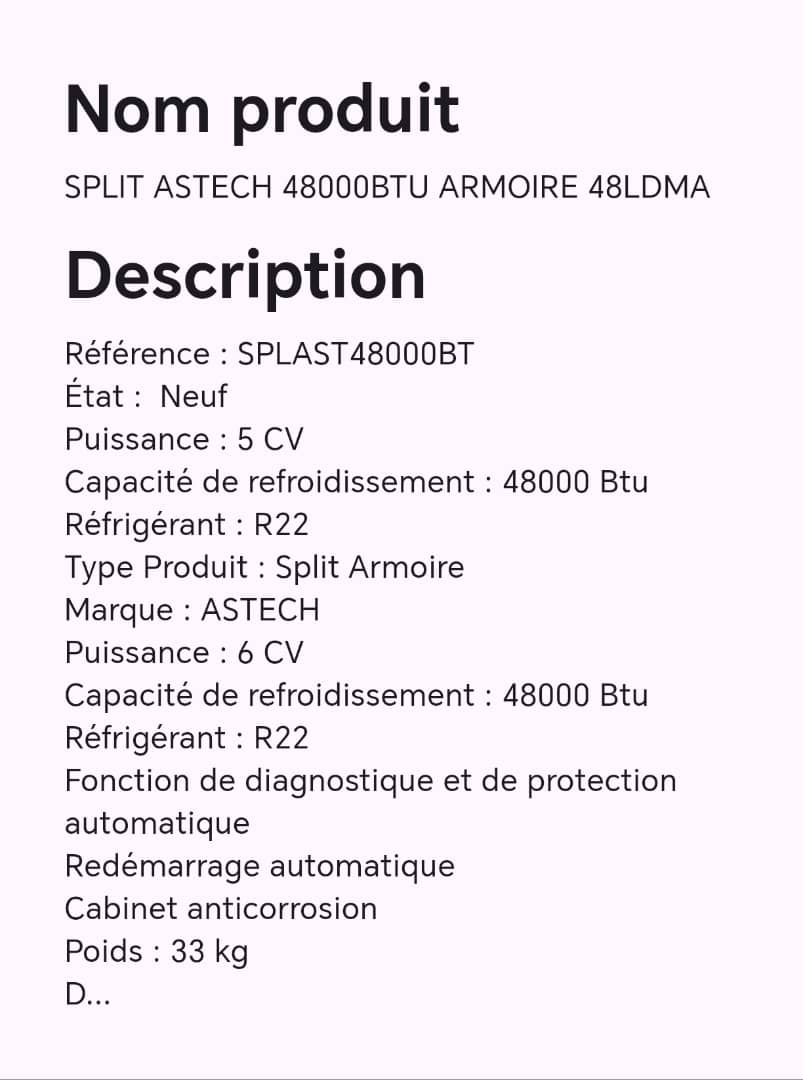 SPLIT ASTECH 48000BTU ARMOIRE 48LDMA SPLIT ASTECH 48000BTU ARMOIRE 48LDMA