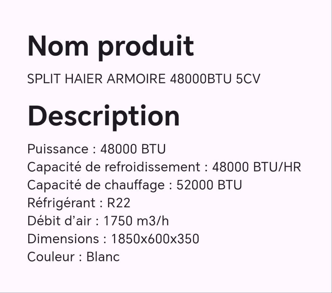 SPLIT HAIER AMOIRE 48000BTU 5CV SPLIT HAIER AMOIRE 48000BTU 5CV
