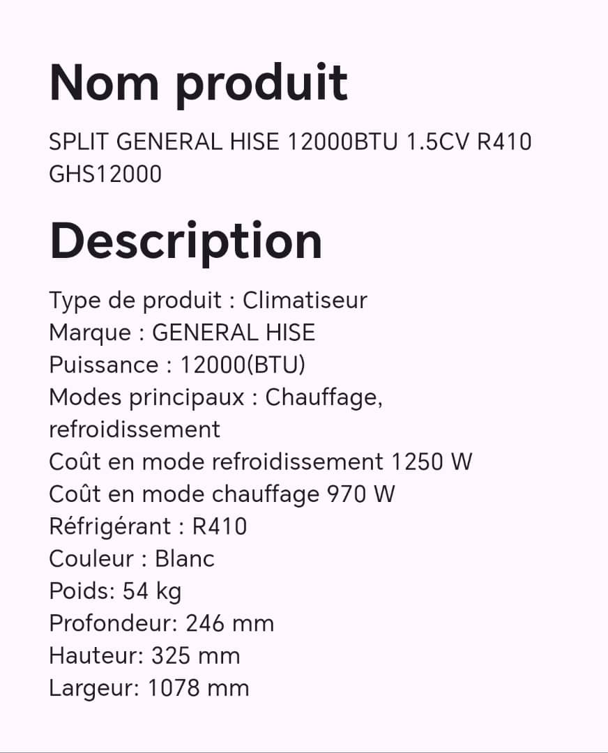 SPLIT GENERAL HISE 12000BTU 1.5CV R410 GHS12000 SPLIT GENERAL HISE 12000BTU 1.5CV R410 GHS12000