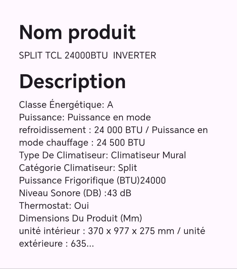 SPLIT TCL 24000BTU INVERTER SPLIT TCL 24000BTU INVERTER