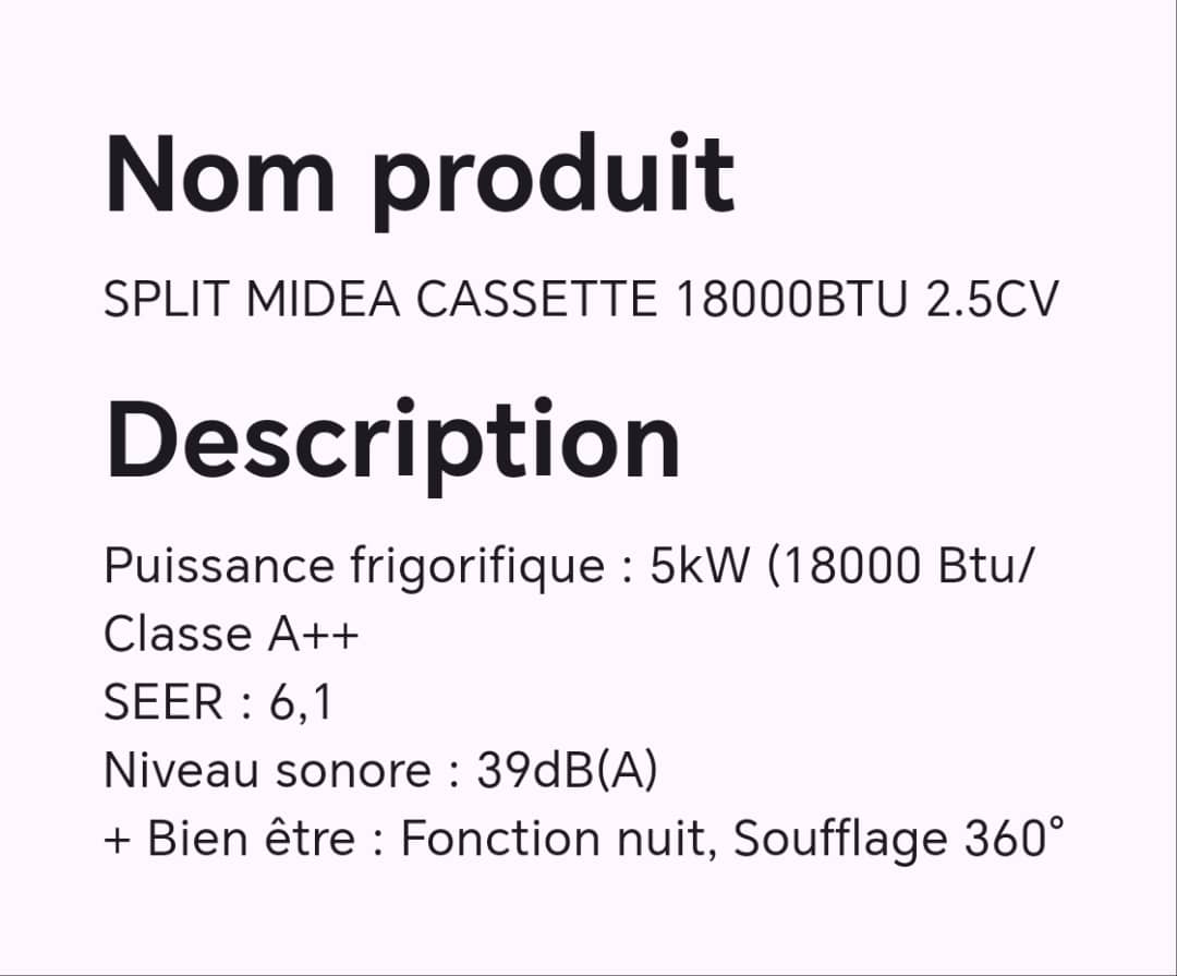 SPLIT MIDEA CASSETTE 18000BTU 2.5CV SPLIT MIDEA CASSETTE 18000BTU 2.5CV