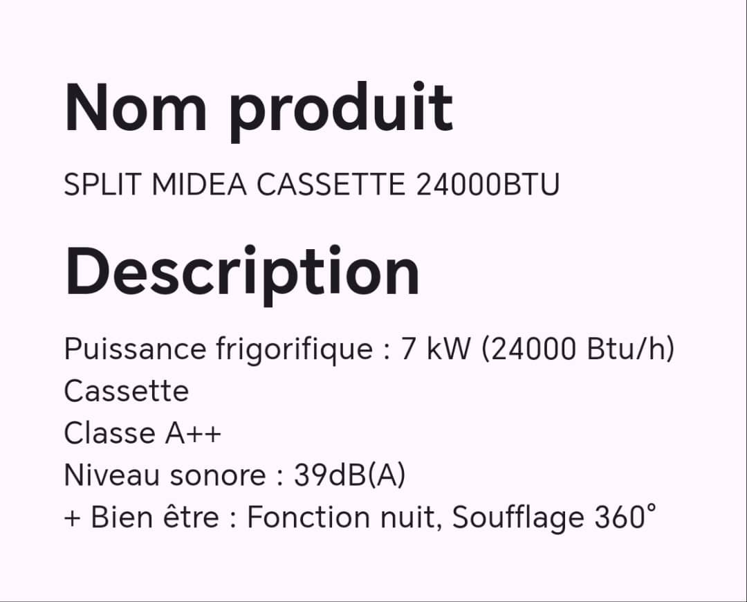 SPLIT MIDEA CASSETTE 24000BTU SPLIT MIDEA CASSETTE 24000BTU