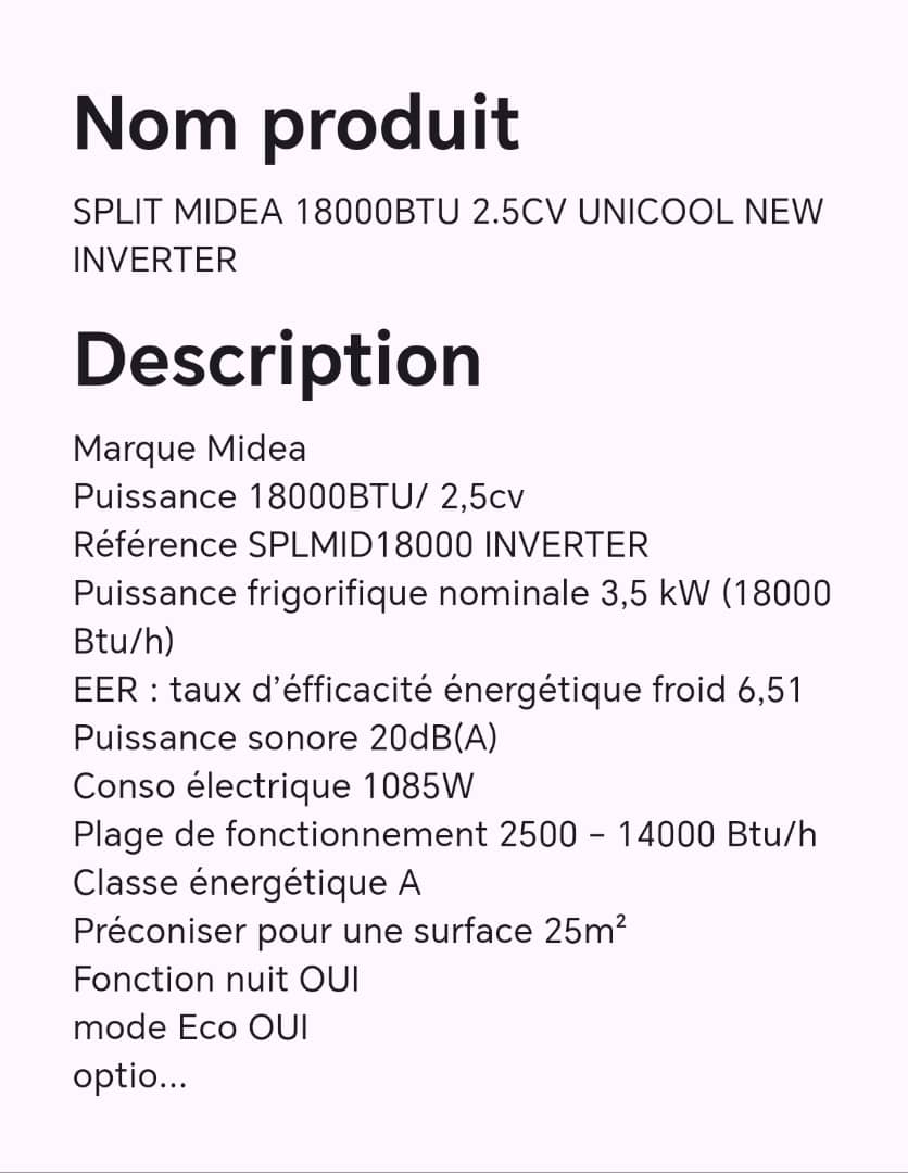 SPLIT MIDEA 18000BTU 2.5CV UNICOOL NEW INVERTER SPLIT MIDEA 18000BTU 2.5CV UNICOOL NEW INVERTER