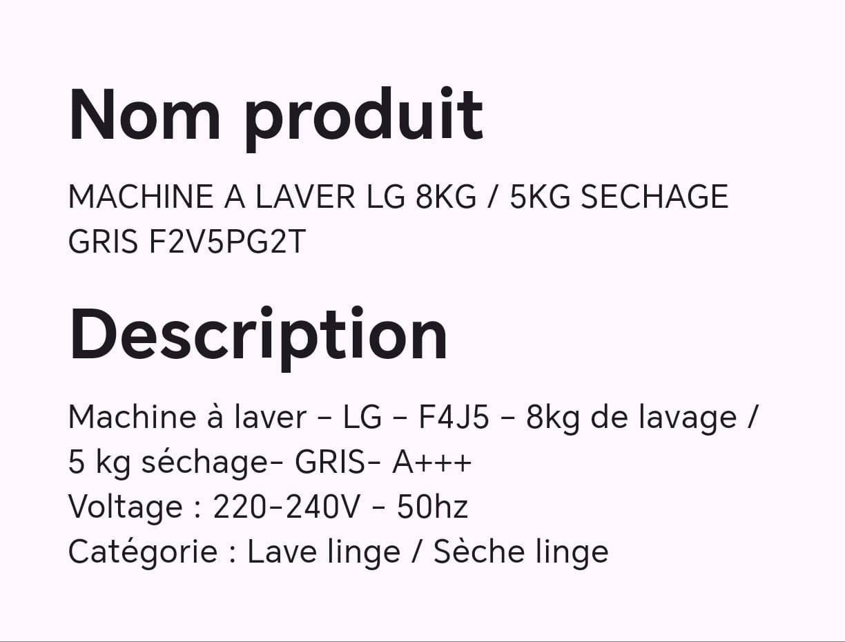 MACHINE A LAVER LG 8KG/5KG SECHAGE GRIS F2V5PG2T MACHINE A LAVER LG 8KG/5KG SECHAGE GRIS F2V5PG2T