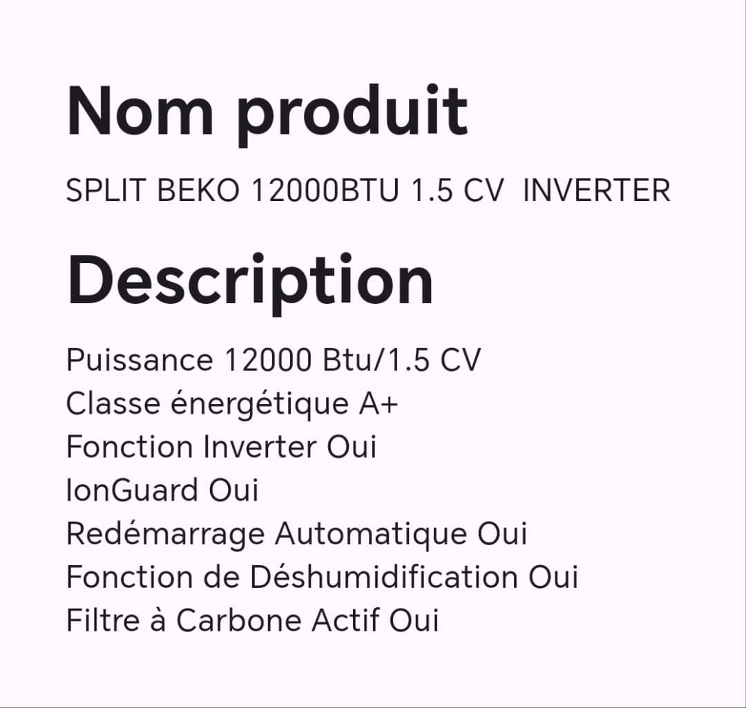 SPLIT BEKO 12000BTU 1.5 CV INVERTER SPLIT BEKO 12000BTU 1.5 CV INVERTER