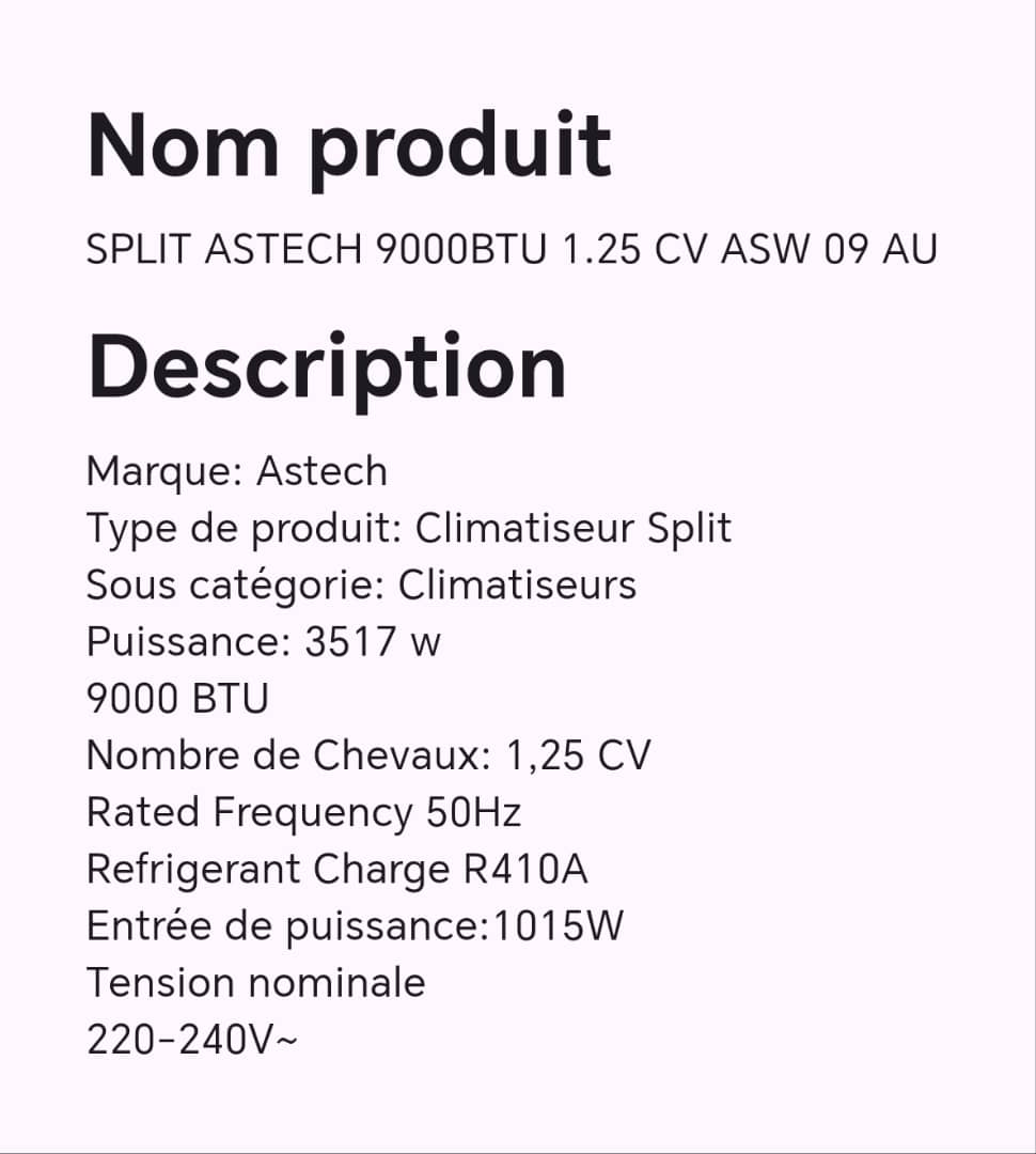 SPLIT ASTECH 9000BTU 1.25 CV ASW 09 AU SPLIT ASTECH 9000BTU 1.25 CV ASW 09 AU