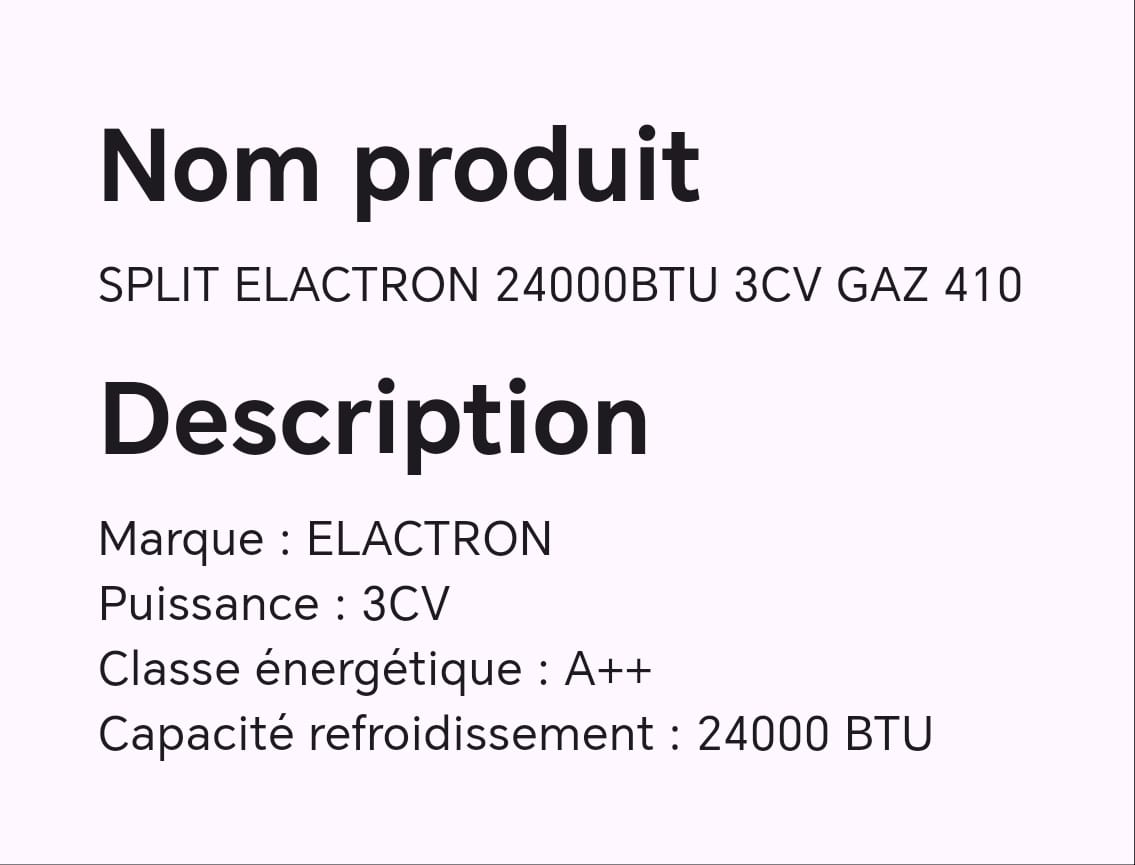 SPLIT ELACTRON 24000BTU 3CV GAZ 410 SPLIT ELACTRON 24000BTU 3CV GAZ 410
