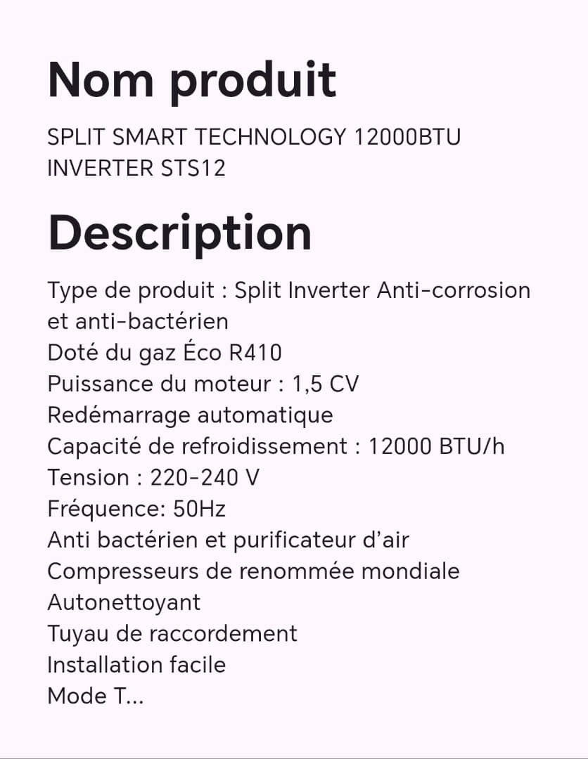 SPLIT SMART TECHNOLOGY 12000BTU INVERTER STS12 SPLIT SMART TECHNOLOGY 12000BTU INVERTER STS12