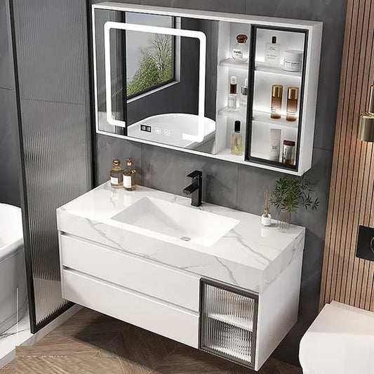 Meuble de salle de bain de luxe moderne avec miroir rétroéclairé LED - 1 mètre
