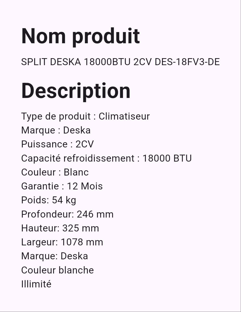 Split Deska 18000 BTU 2 CV DES18FV3DE Split Deska 18000 BTU 2 CV DES18FV3DE
