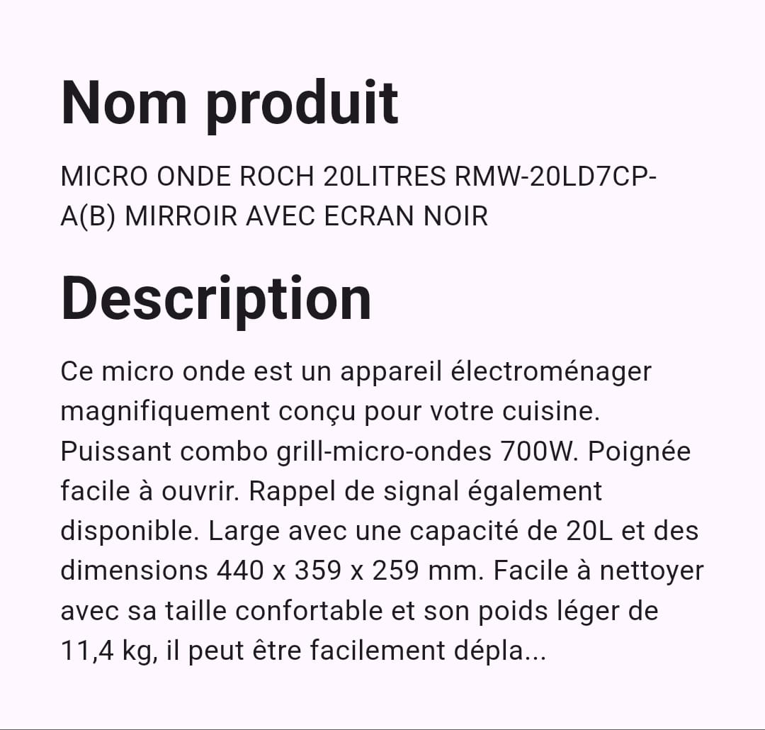 Micro-ondes Roch 20 Litres Micro-ondes Roch 20 Litres