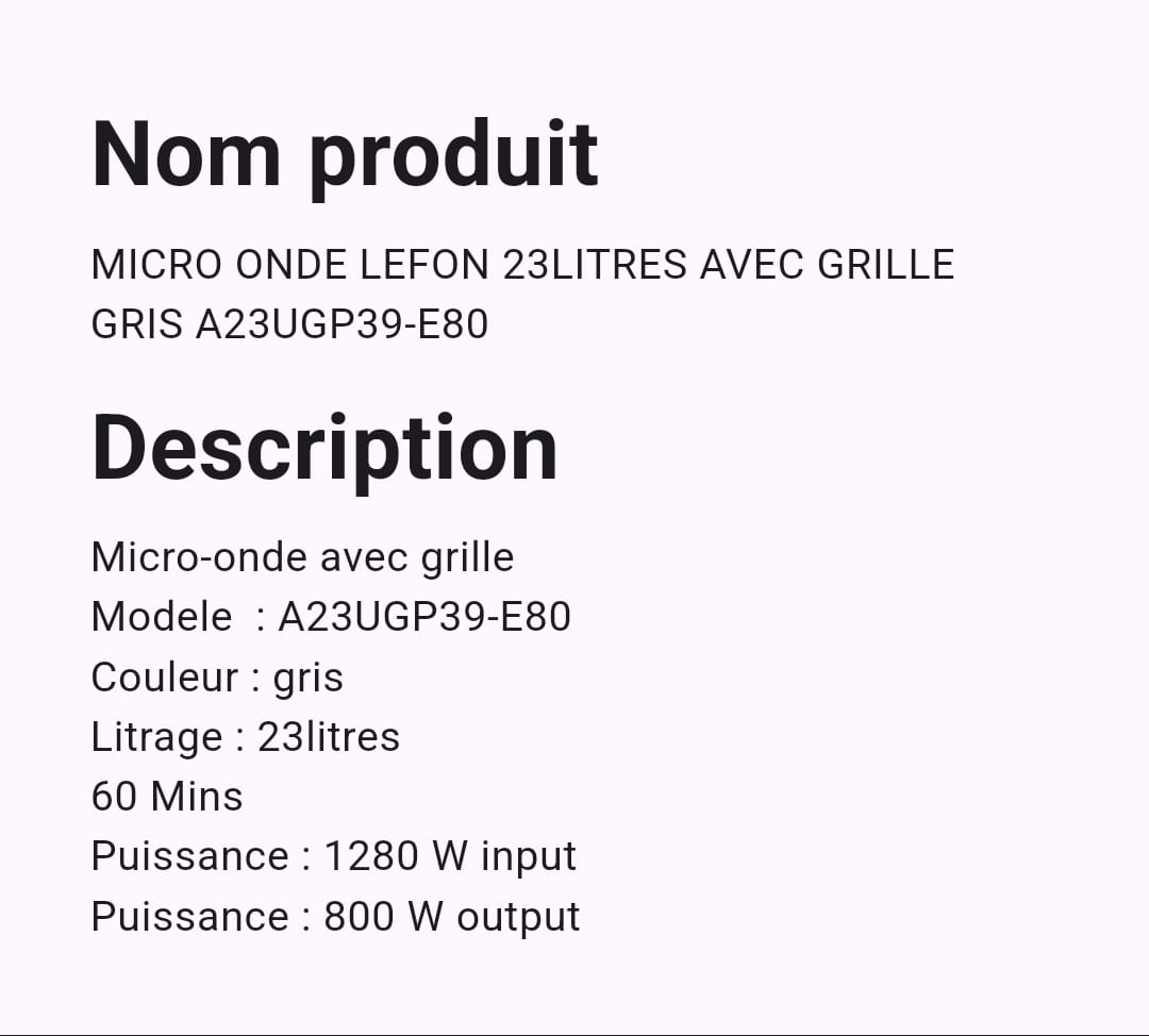 Micro-ondes Lefon 23 Litres avec Grille Micro-ondes Lefon 23 Litres avec Grille