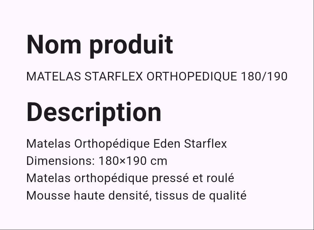 Matelas Starflex orthopédique 180/190 Matelas Starflex orthopédique 180/190