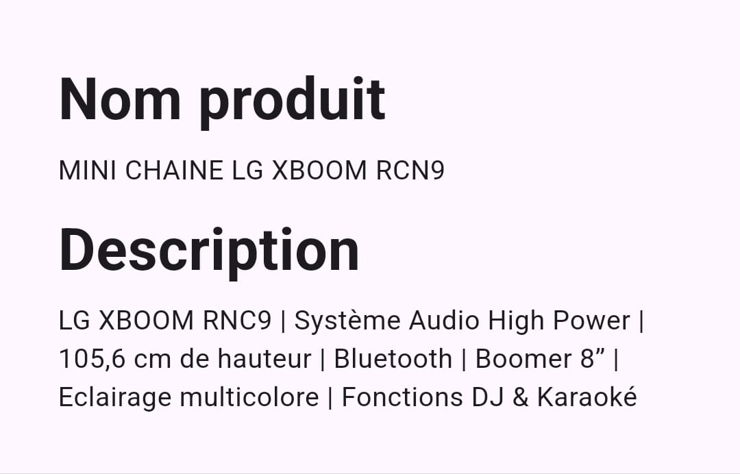 Mini Chaine LG Xboom RCN9 Mini Chaine LG Xboom RCN9