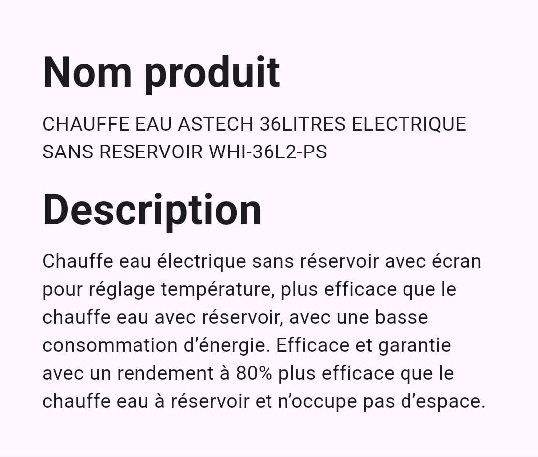 Chauffe Eau Astech 36 Litres Électrique Chauffe Eau Astech 36 Litres Électrique