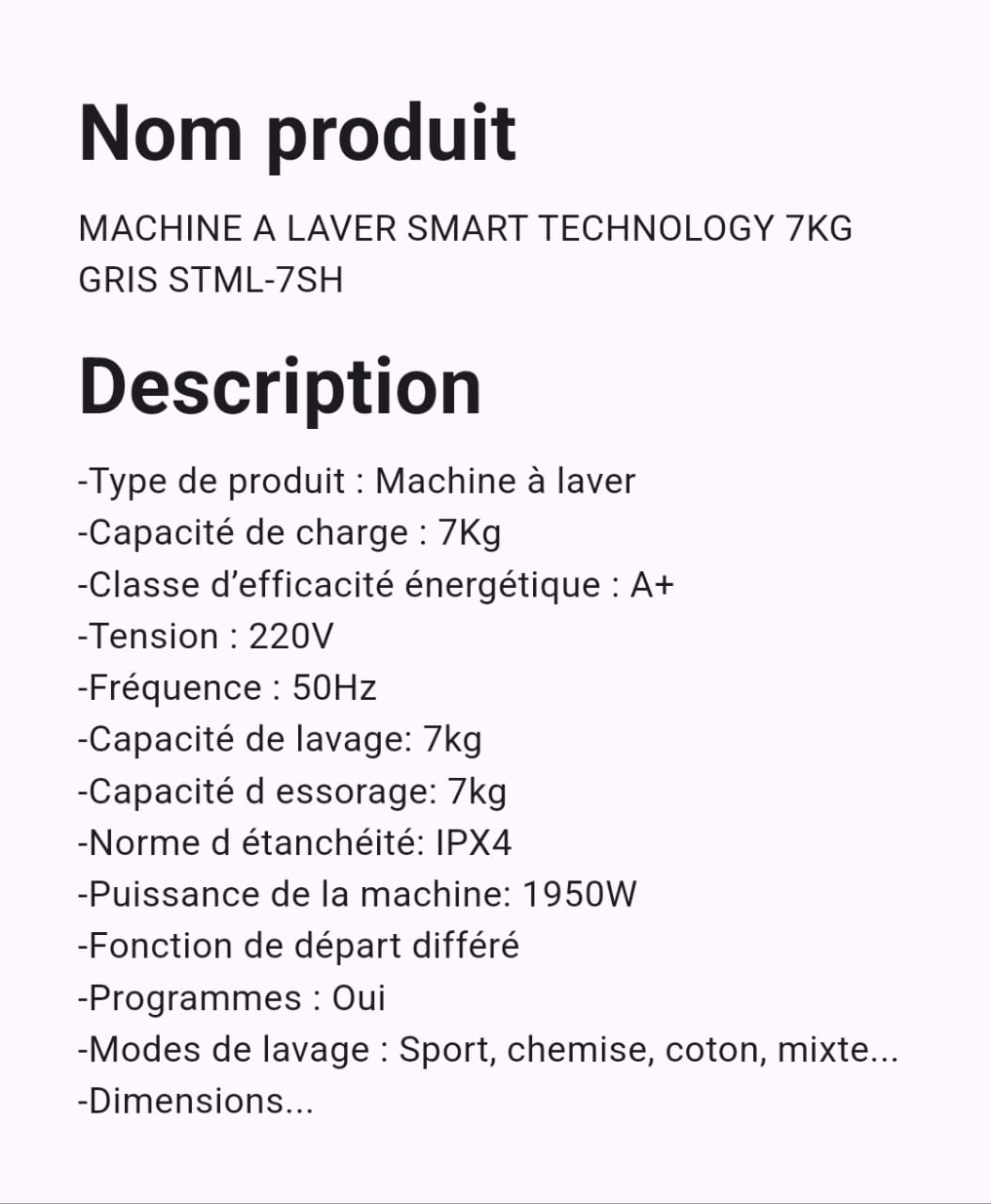Machine A Laver Smart Technology 7 KG Gris Machine A Laver Smart Technology 7 KG Gris