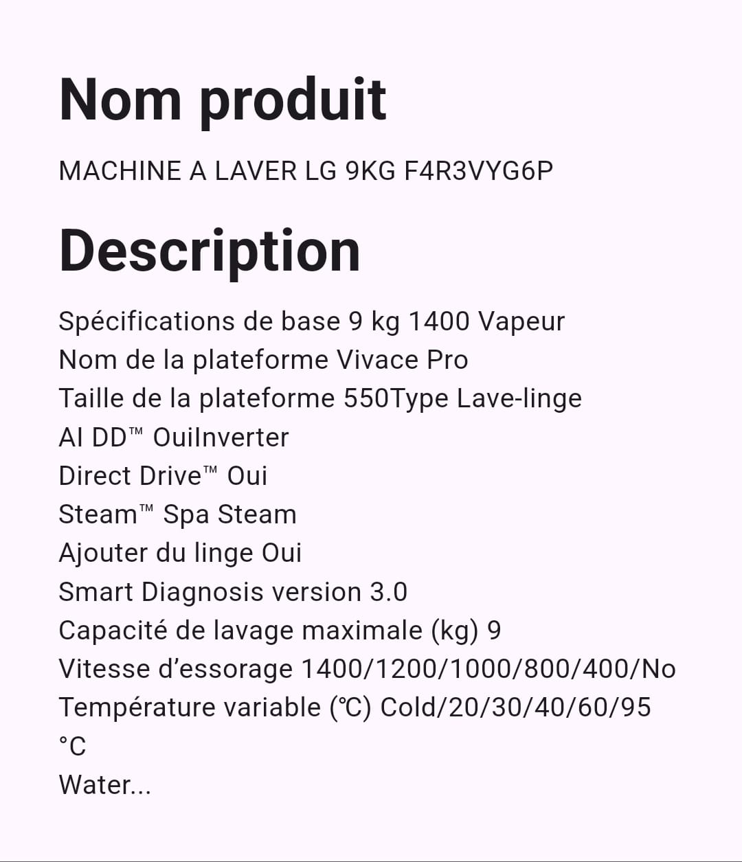 Machine A Laver LG 9 Kg Gris Machine A Laver LG 9 Kg Gris
