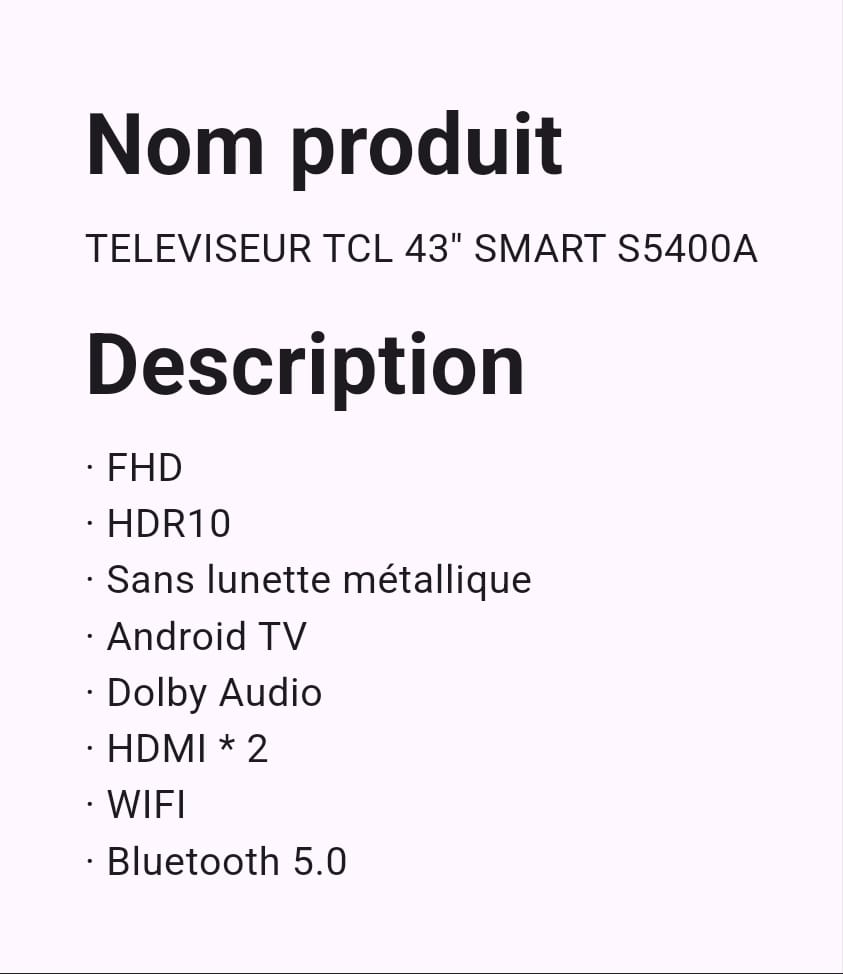 Téléviseur TLC 43" Smart Téléviseur TLC 43" Smart