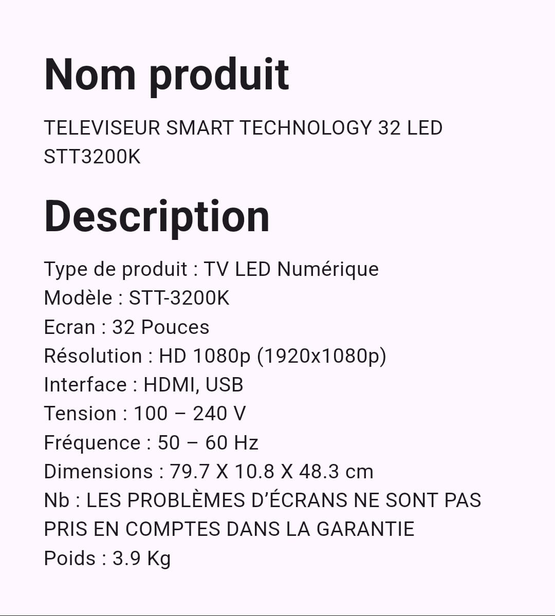 Téléviseur Smart Technology 32" Led Téléviseur Smart Technology 32" Led