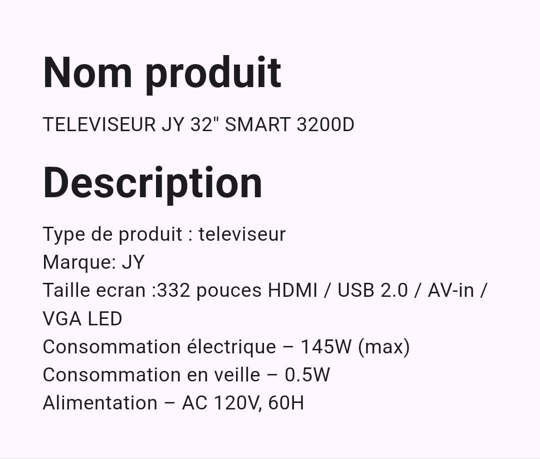 Téléviseur JY 32" Smart Téléviseur JY 32" Smart