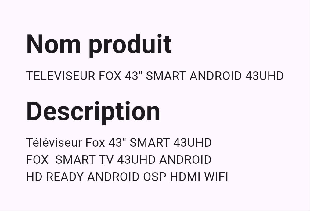 Téléviseur Fox 43" Smart Android Téléviseur Fox 43" Smart Android