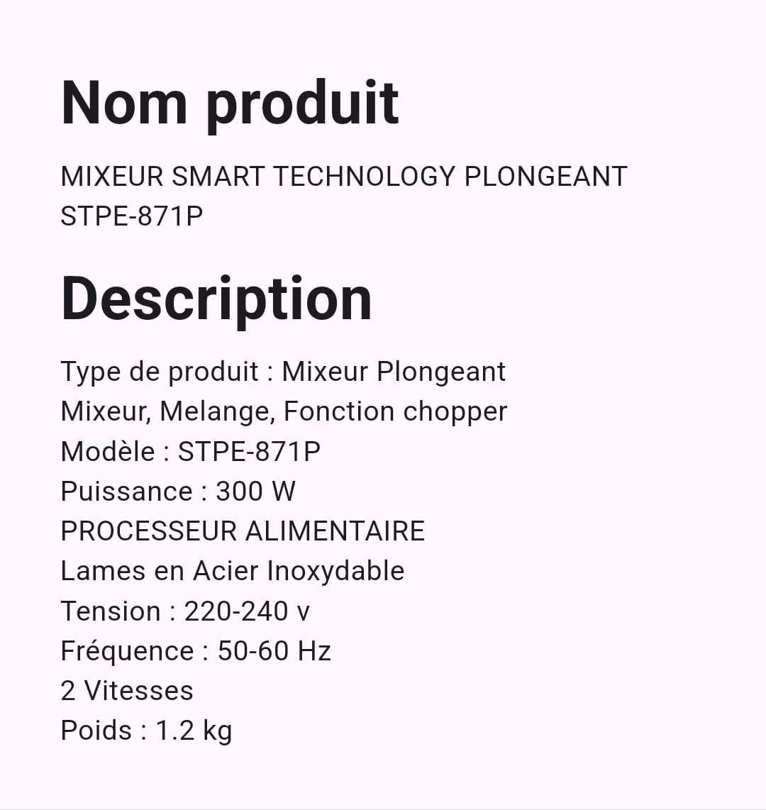 Mixeur Smart Technology 1.5 Litre STPE 871P Mixeur Smart Technology 1.5 Litre STPE 871P