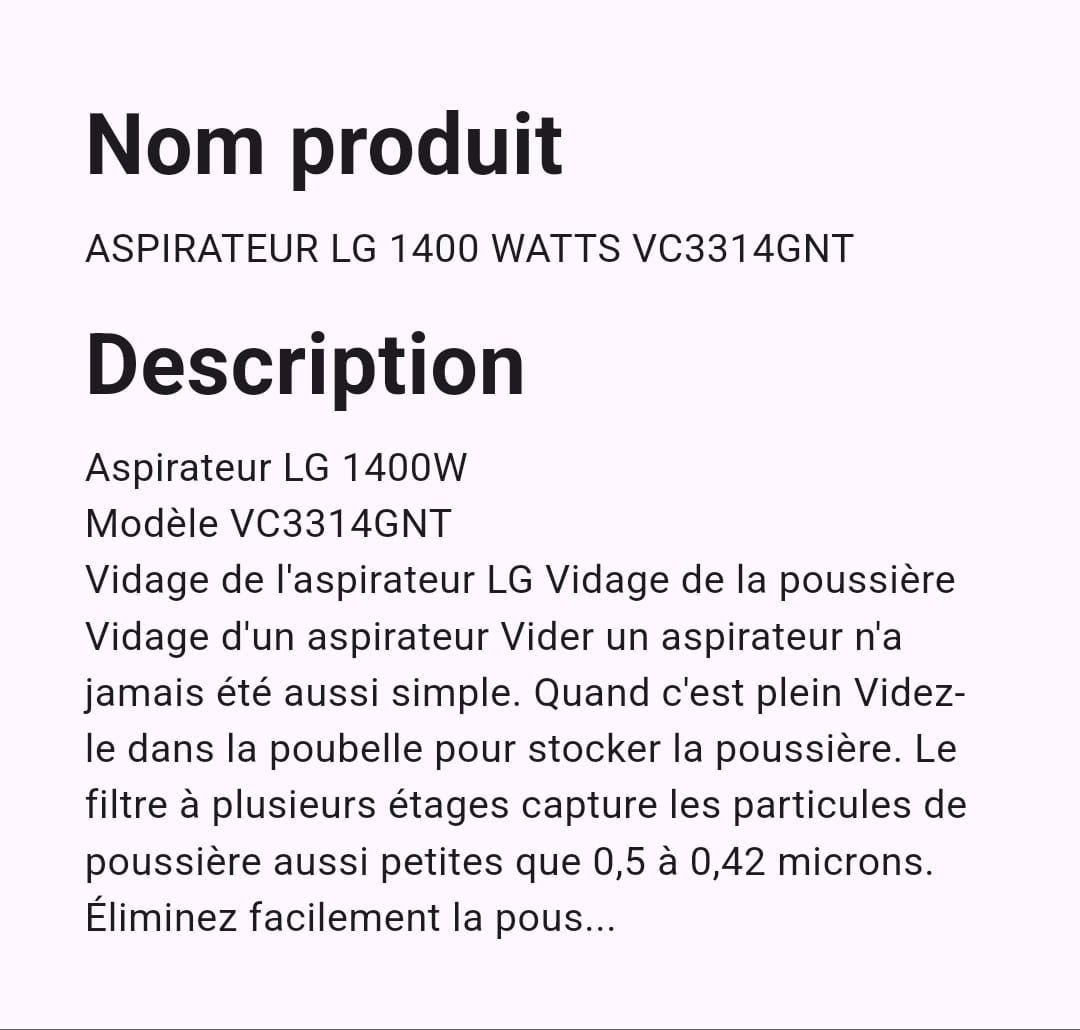 Aspirateur LG 1400 Watts Aspirateur LG 1400 Watts
